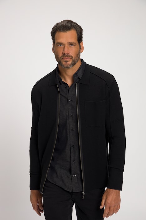 Strickjacke, Feinstrick, Zipper, Hemdkragen