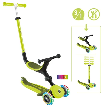 Authentic Sports Globber Go-Up Active Lights lime grün-grün, mit Leuchtrollen