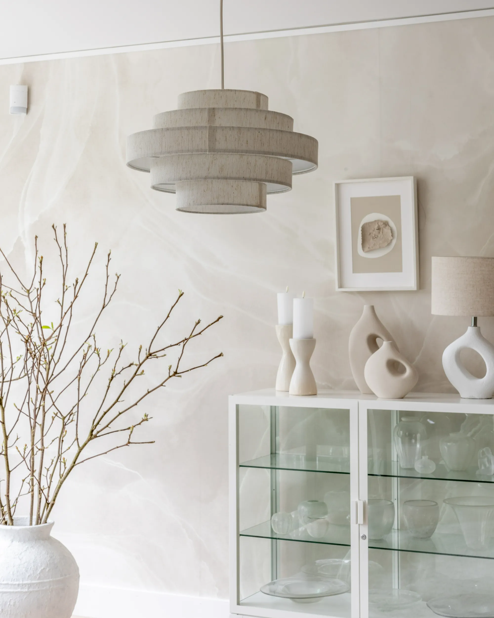 Hanglamp EREBATO Linnen Gebroken wit