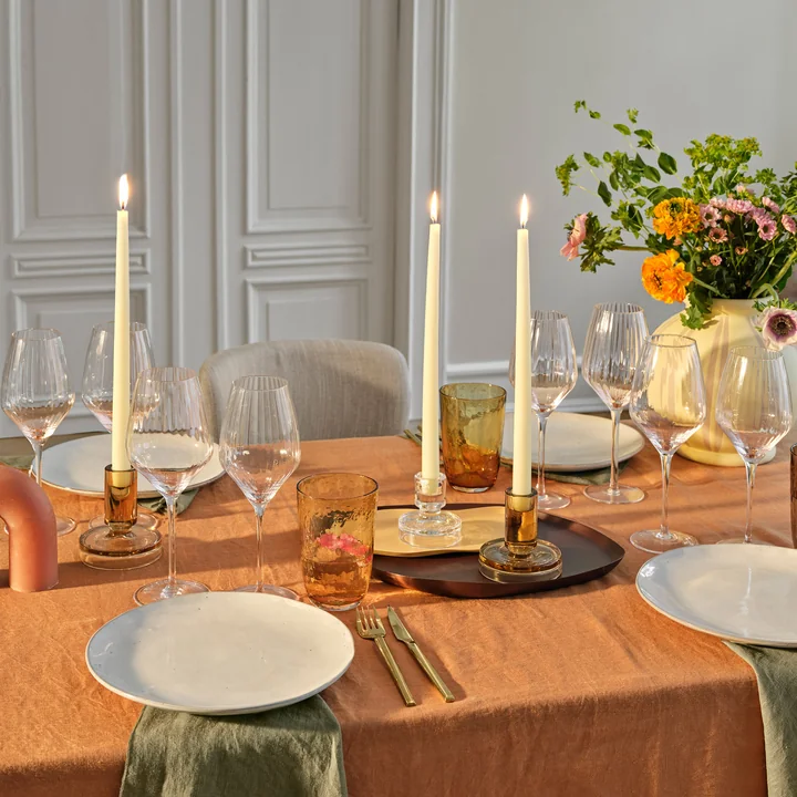 Broste Copenhagen - Tapers getauchte Spitzkerze, Ø 1,2 cm, linen (10er-Set)
