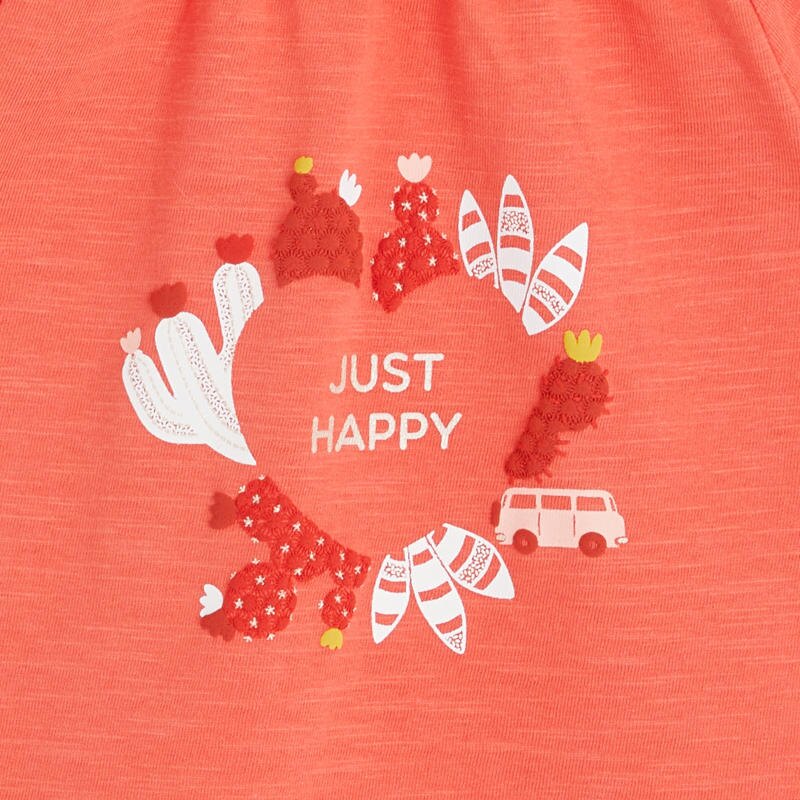 T-shirt froncé Just happy orange bébé fille Orange