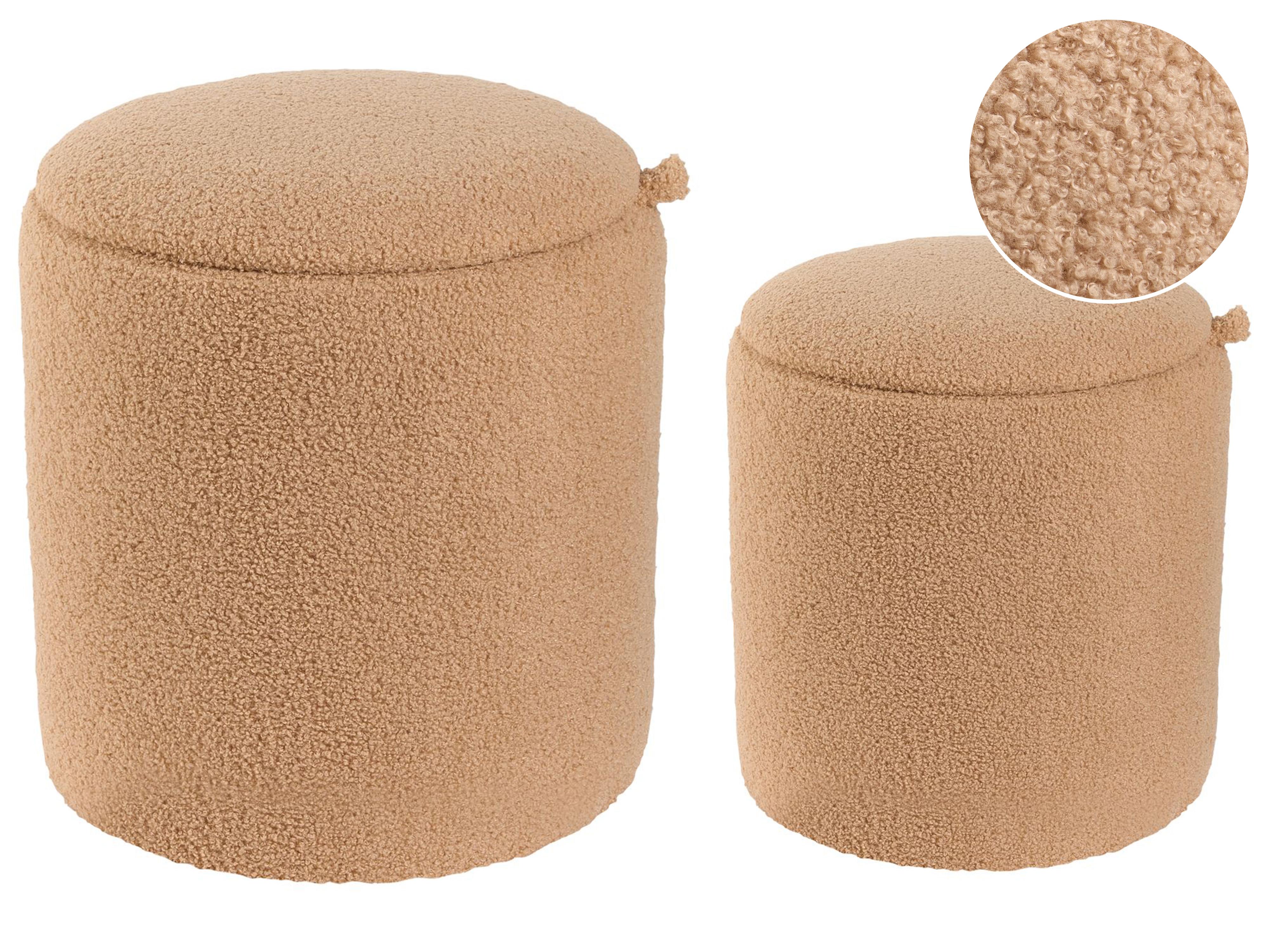 Set van 2 opbergpoefs BEREA Bouclé Lichtbruin