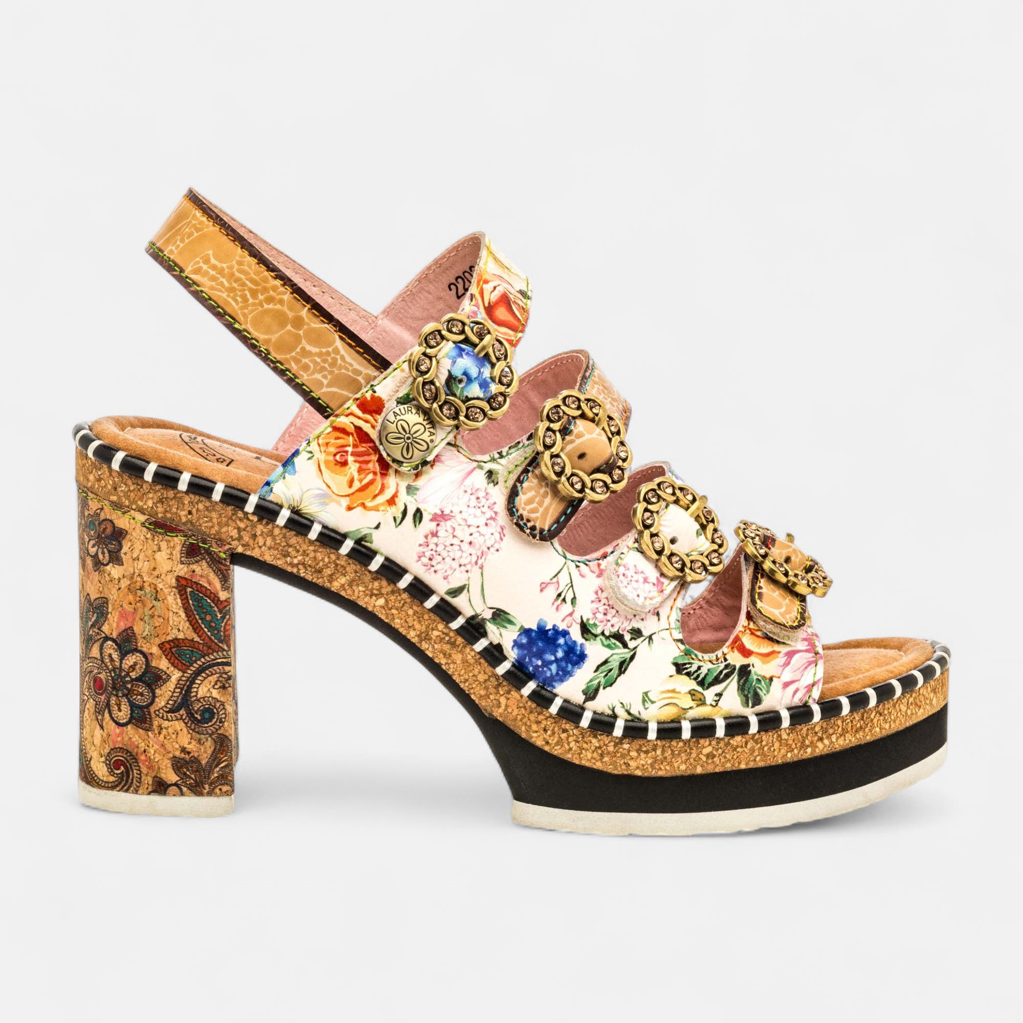 Nu-pieds à talon Femme en cuir beige