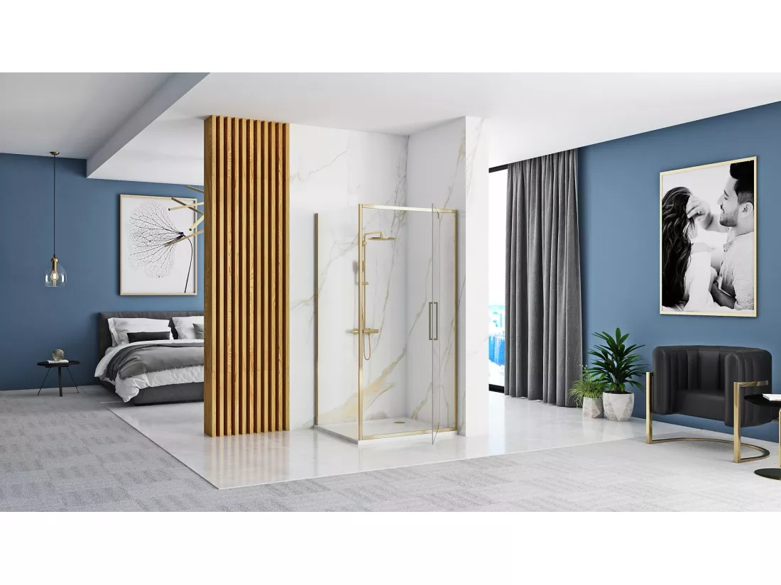 Cabine De Douche Rea Rapid Swing 90X100 Gold