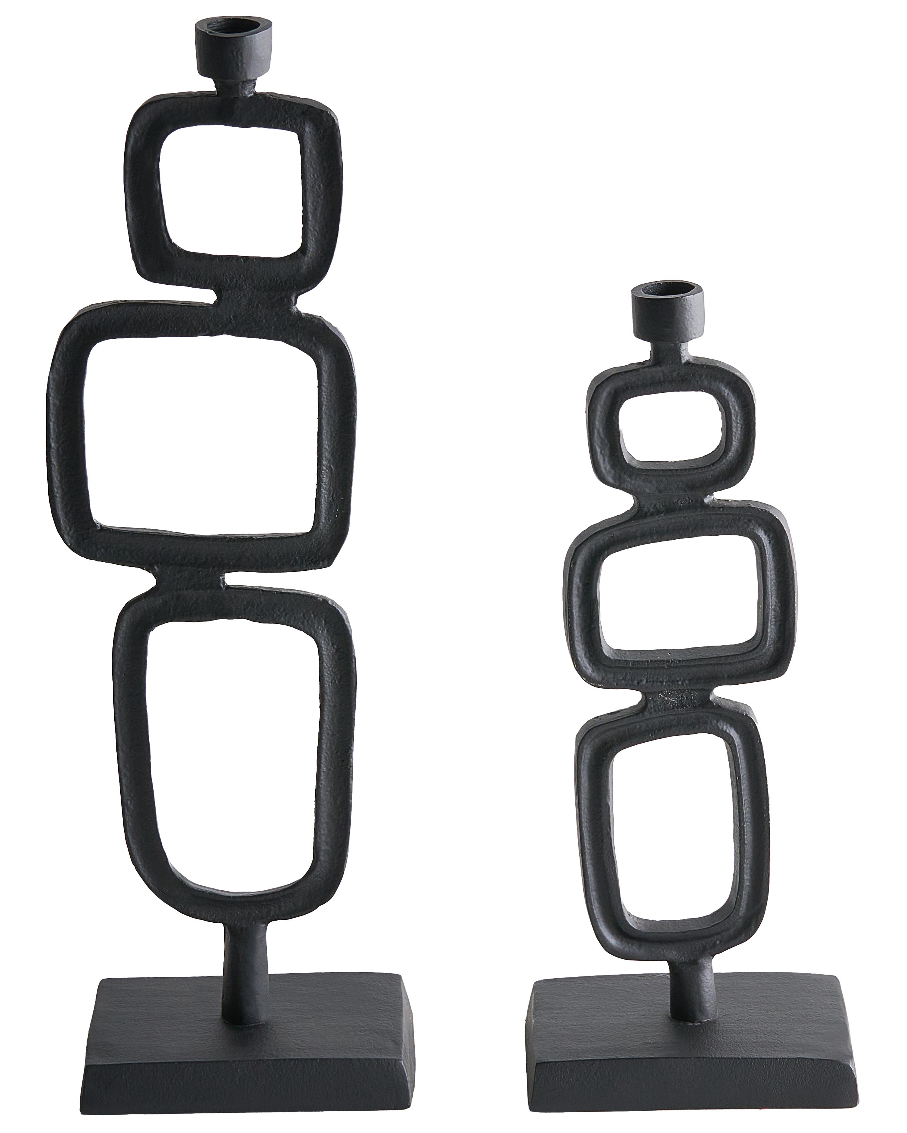 Set van 2 kaarshouders SIPANJE Metaal 35/48 cm Zwart
