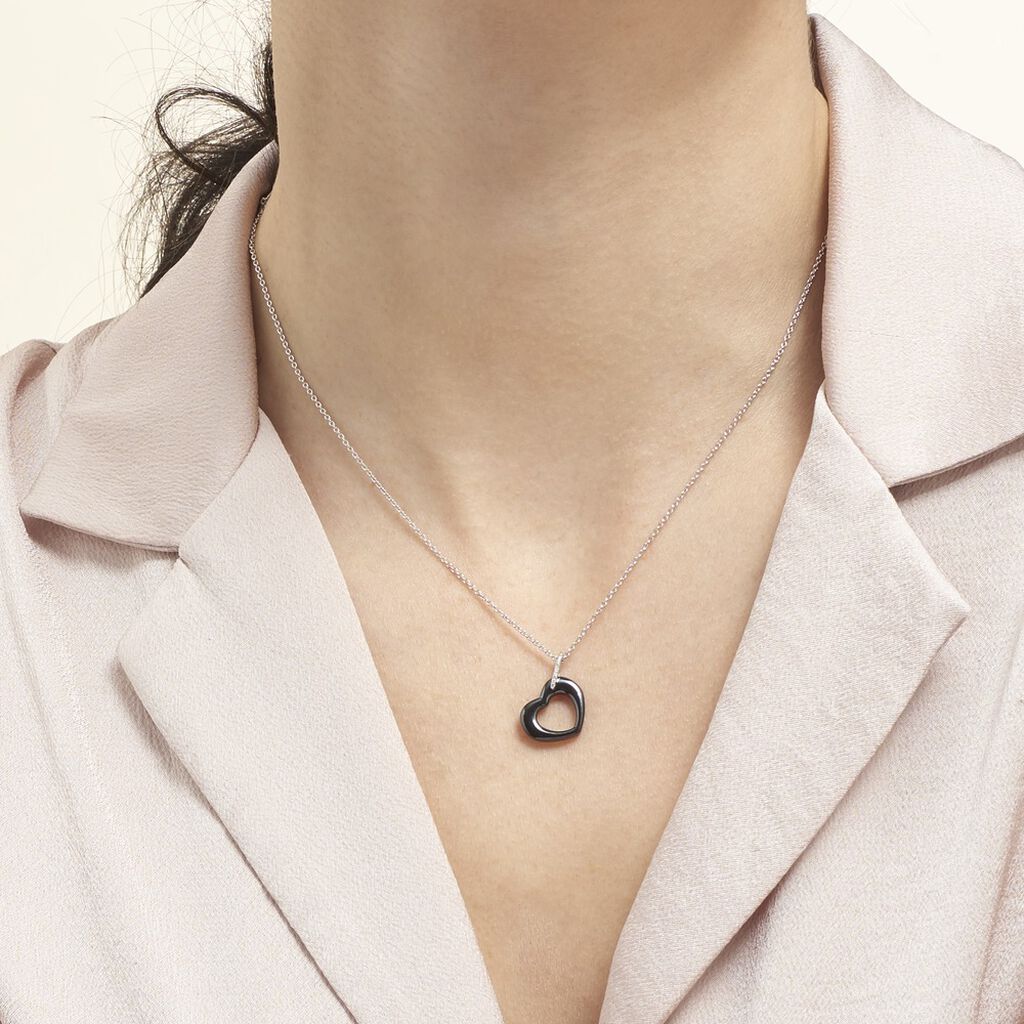Collier Elodie Argent Blanc Oxyde De Zirconium Et Céramique
