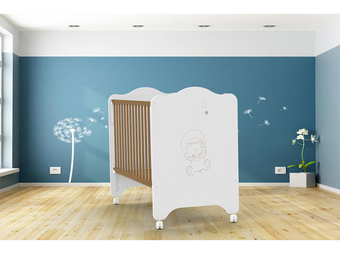 BERÇO URSO CARBEBE BRANCO E CARVALHO 120X60CM