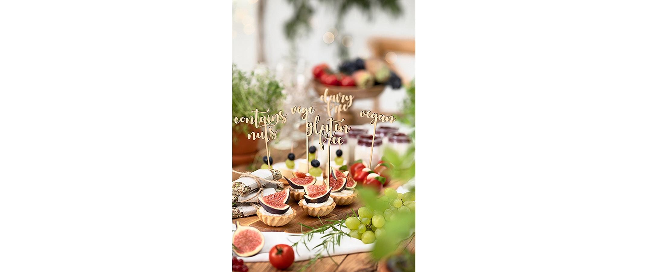 Kuchen-Topper Unverträglichkeiten, 5 Stück, GoldCaketopper
