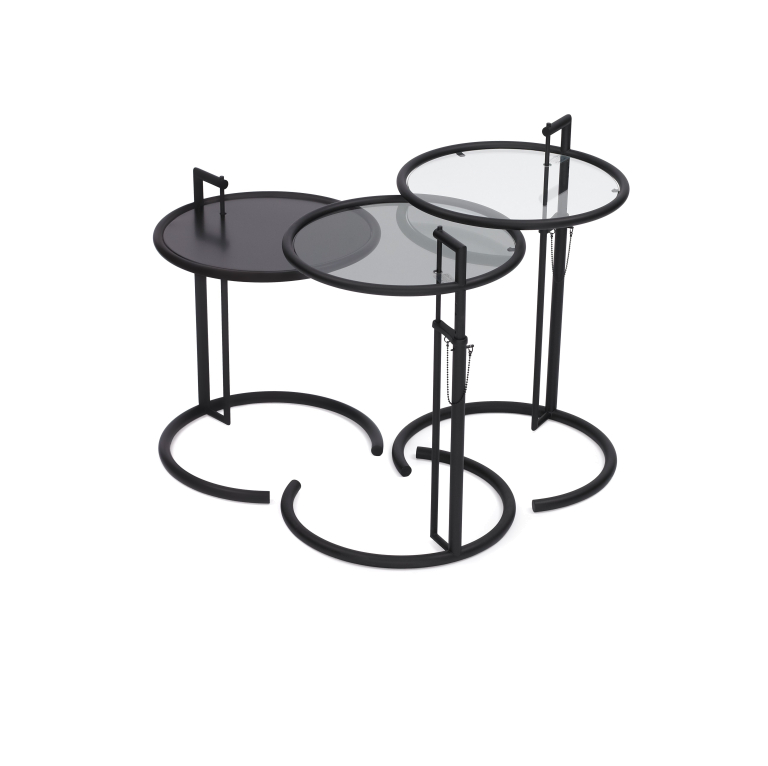 ClassiCon Adjustable Table E 1027 Black bijzettafel Ø52 helder glas