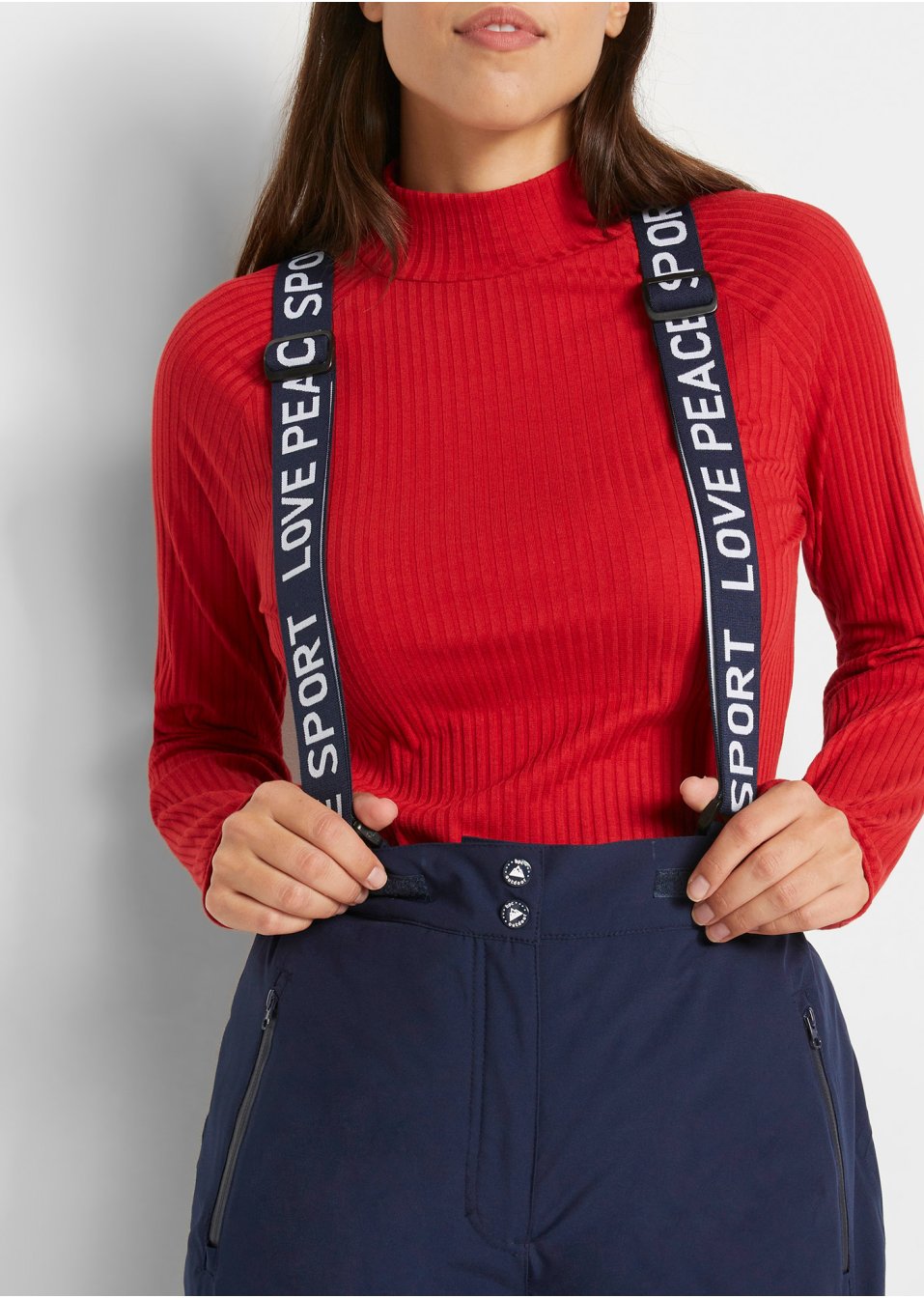 Pantalon de ski thermo avec bretelles amovibles, étanche, Straight