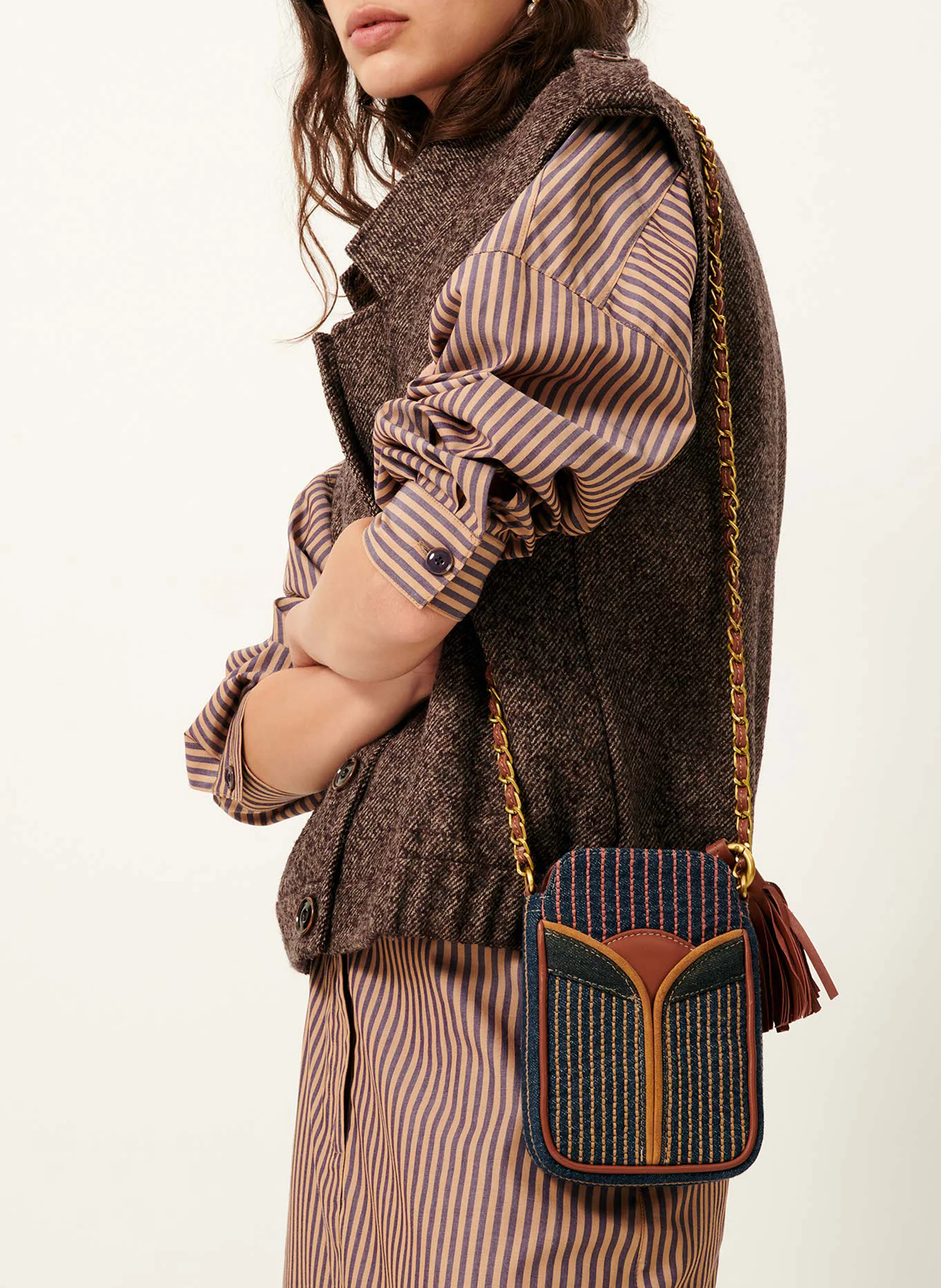 LANDIE JACK - Blouson col tailleur droite| Marron
