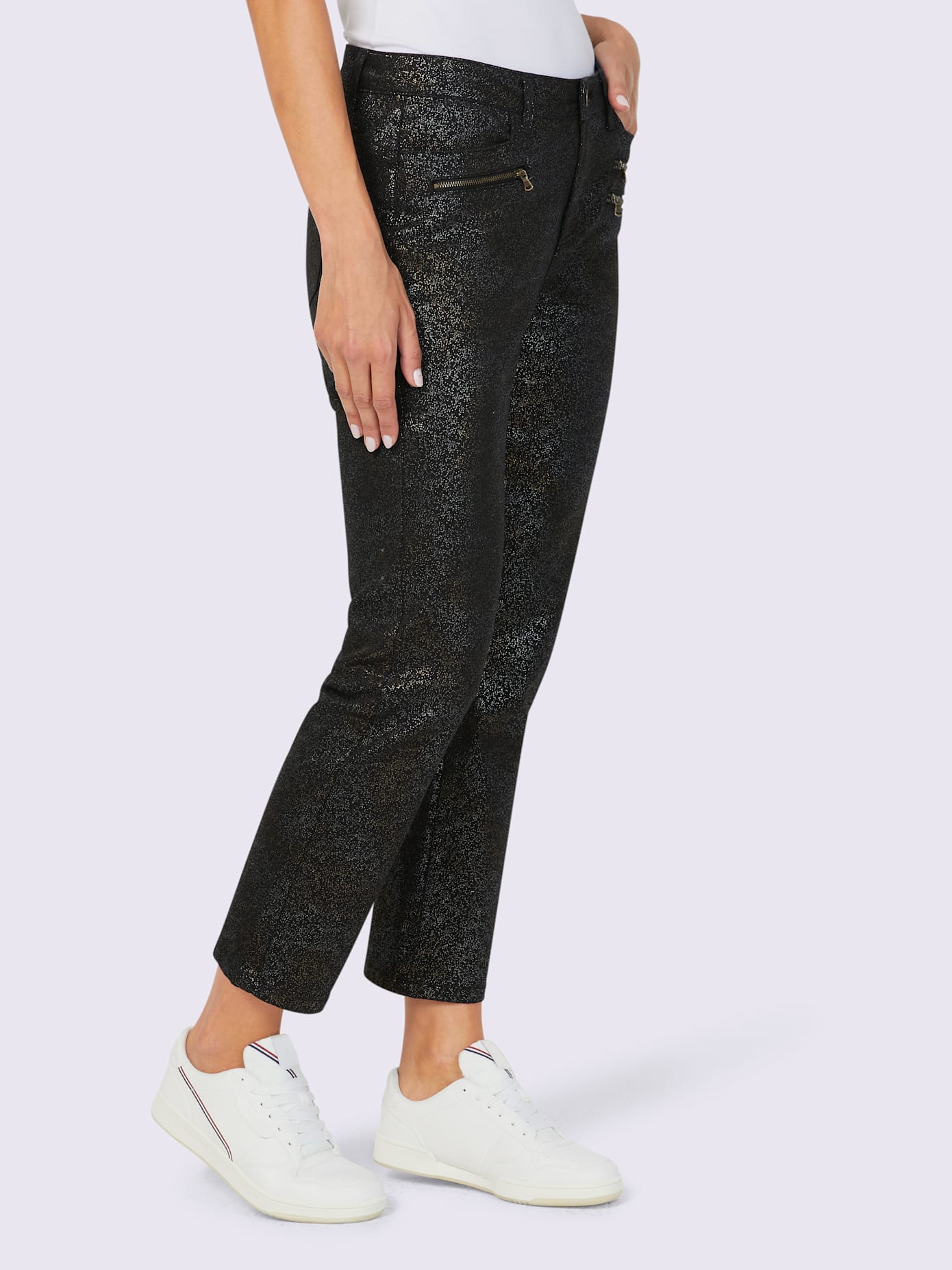 Pantalon imprimé feuille brillant