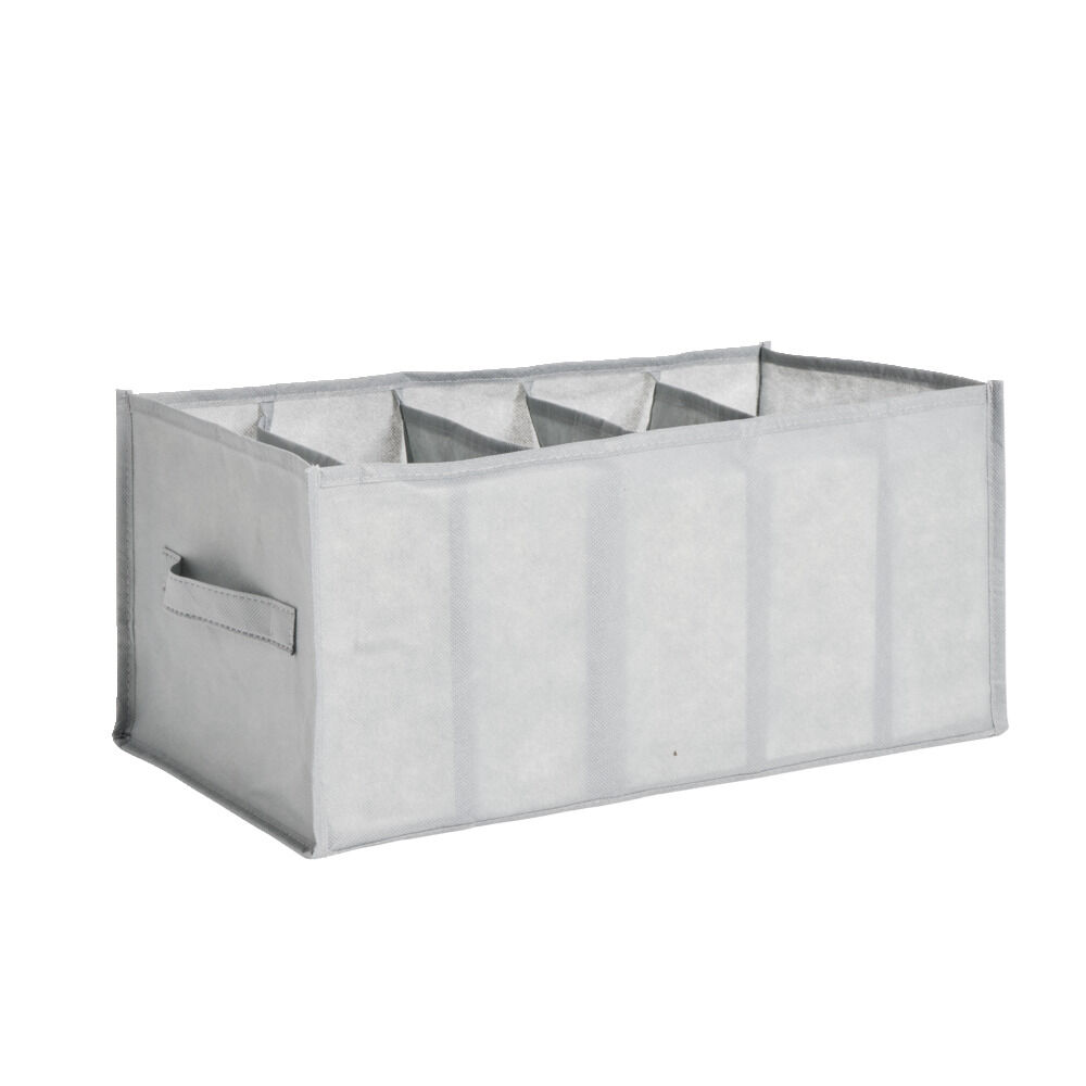 Panière de rangement dressing 5 compartiments gris 44x25xH20cm