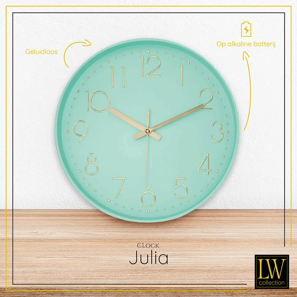 LW Collection Keukenklok Julia Mintgroen 30cm