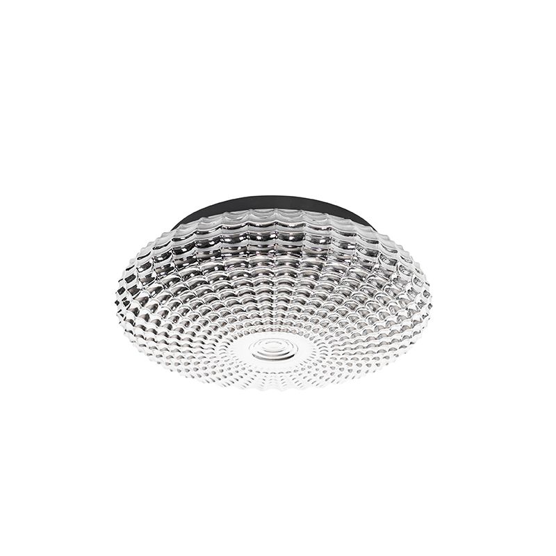 Klassieke plafondlamp zwart met smoke glas 35 cm IP44 - Nohmi