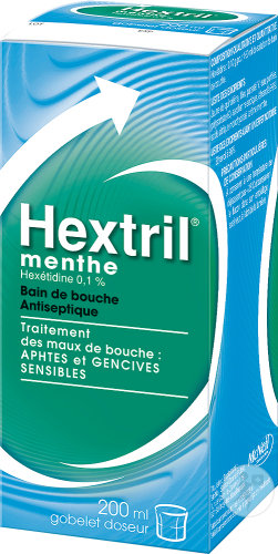 Hextril Menthe 0,1% Hexétidine Bain De Bouche Antiseptique Flacon 200ml