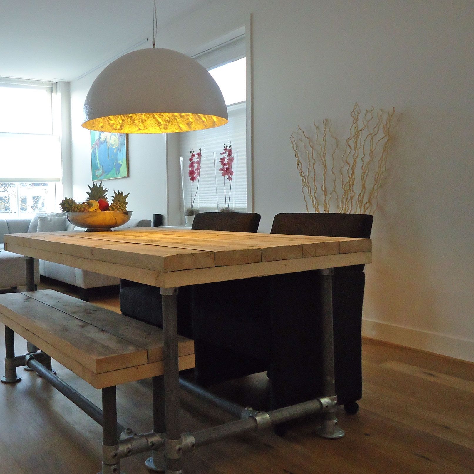 Moderne hanglamp wit met zilver 70cm - Magna