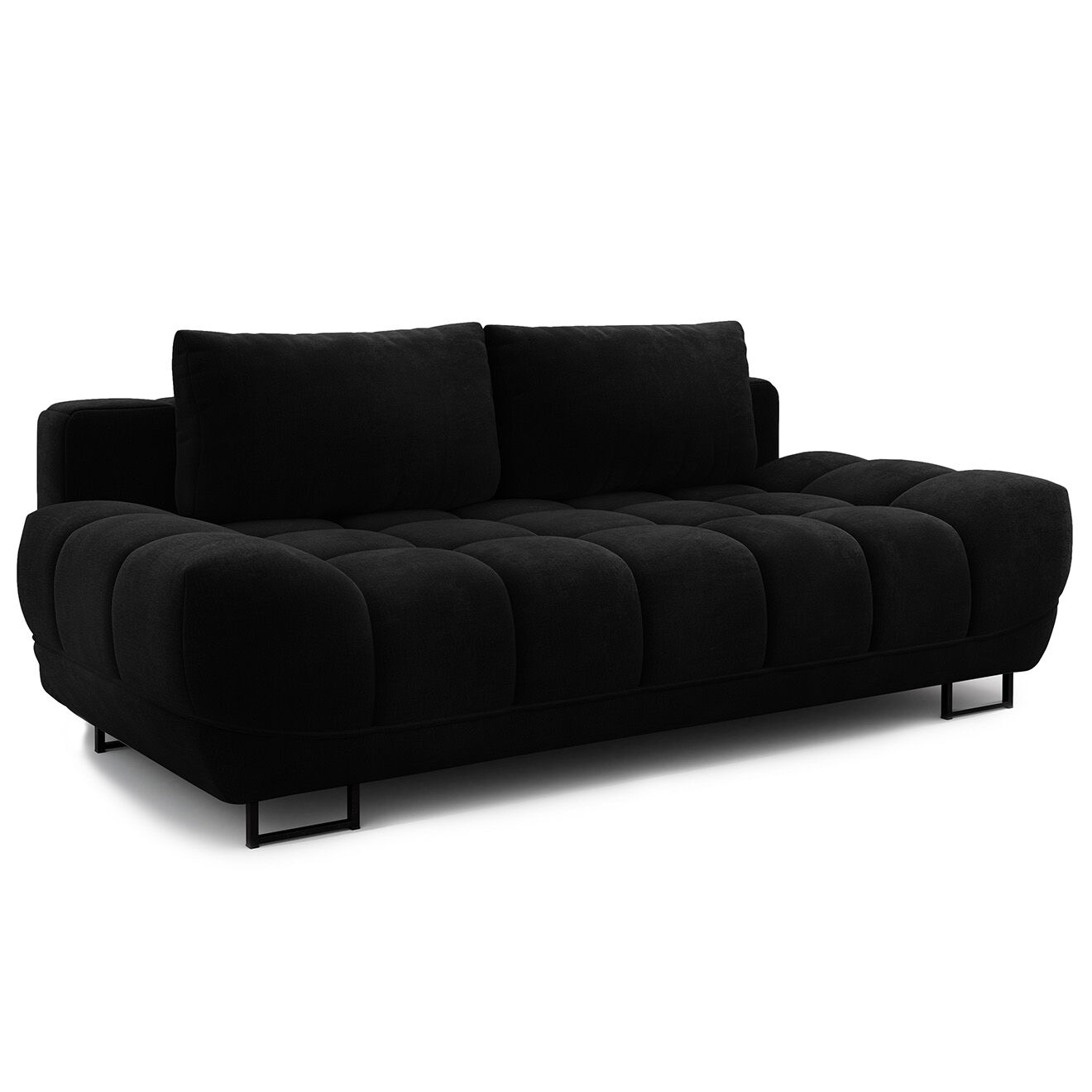 Windsor & Co Canapé Velours convertible avec Coffre de Rangement Cirrus noir - 215x112x90 cm