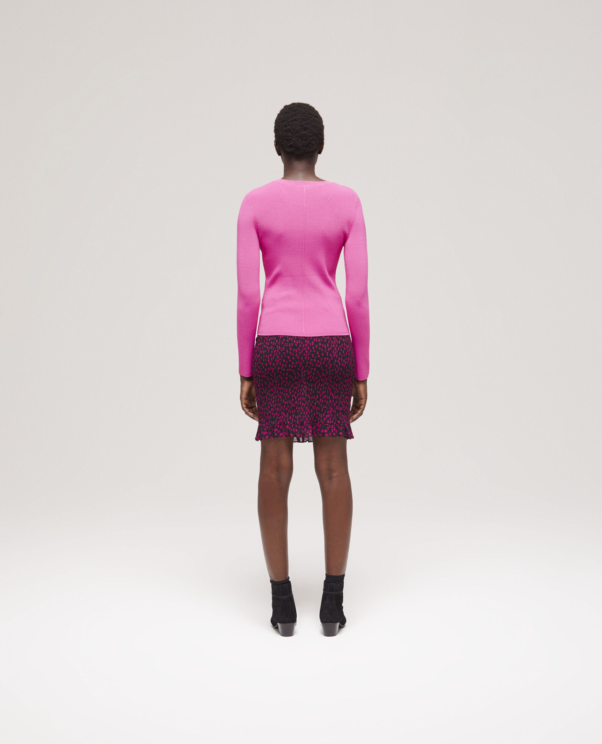 Pull col rond rose
