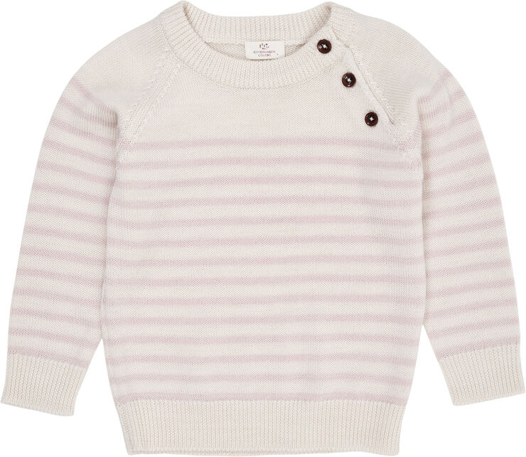 Copenhagen Colors MERINO CLASSIC STRIPED PULLOVER Cream/dusty rose