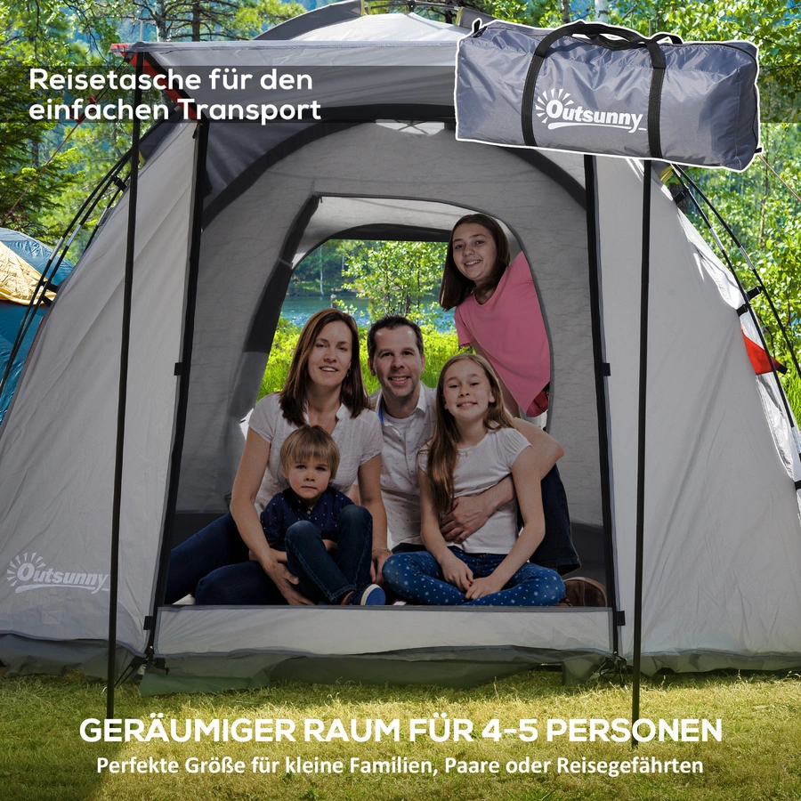 Outsunny Campingzelt mit atmungsaktivem Netz und mobiler Matte grau