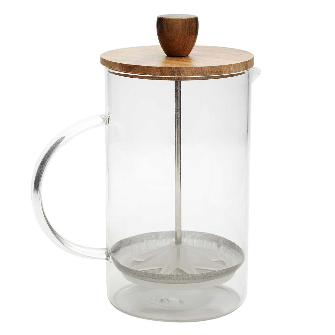 Home Deco Factory Cafetiere à Piston Verre Acacia transparente - 14x19x9.6 cm