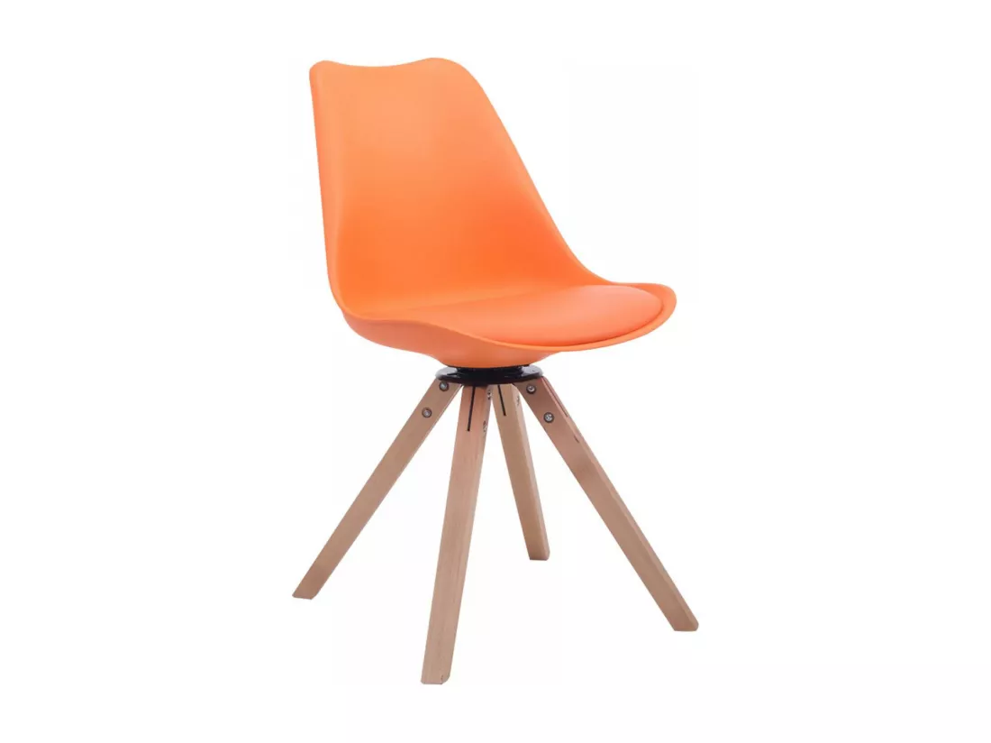Chaise de bureau - Similicuir & Bois - Orange - Troyes