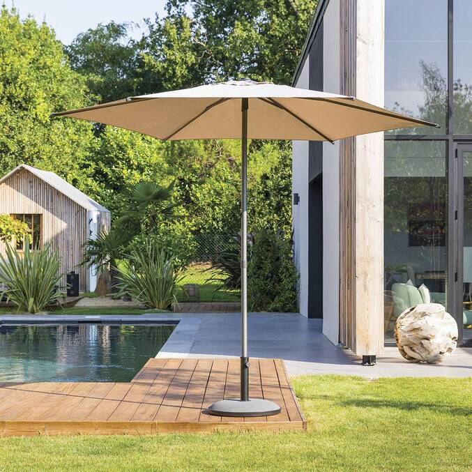 Parasol droit rond inclinable SOYA Taupe