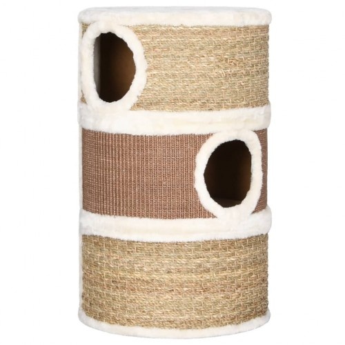 Arranhador de gato em formato de barril com cavernas, marrom