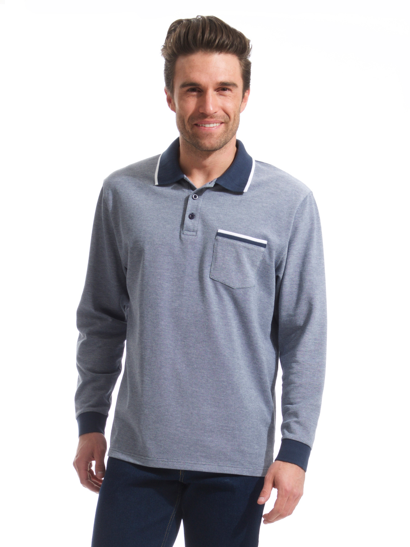 Polo manches longues pur coton
