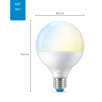 WiZ Connected LED globe E27 75W mat koel tot warmwit licht dimbaar
