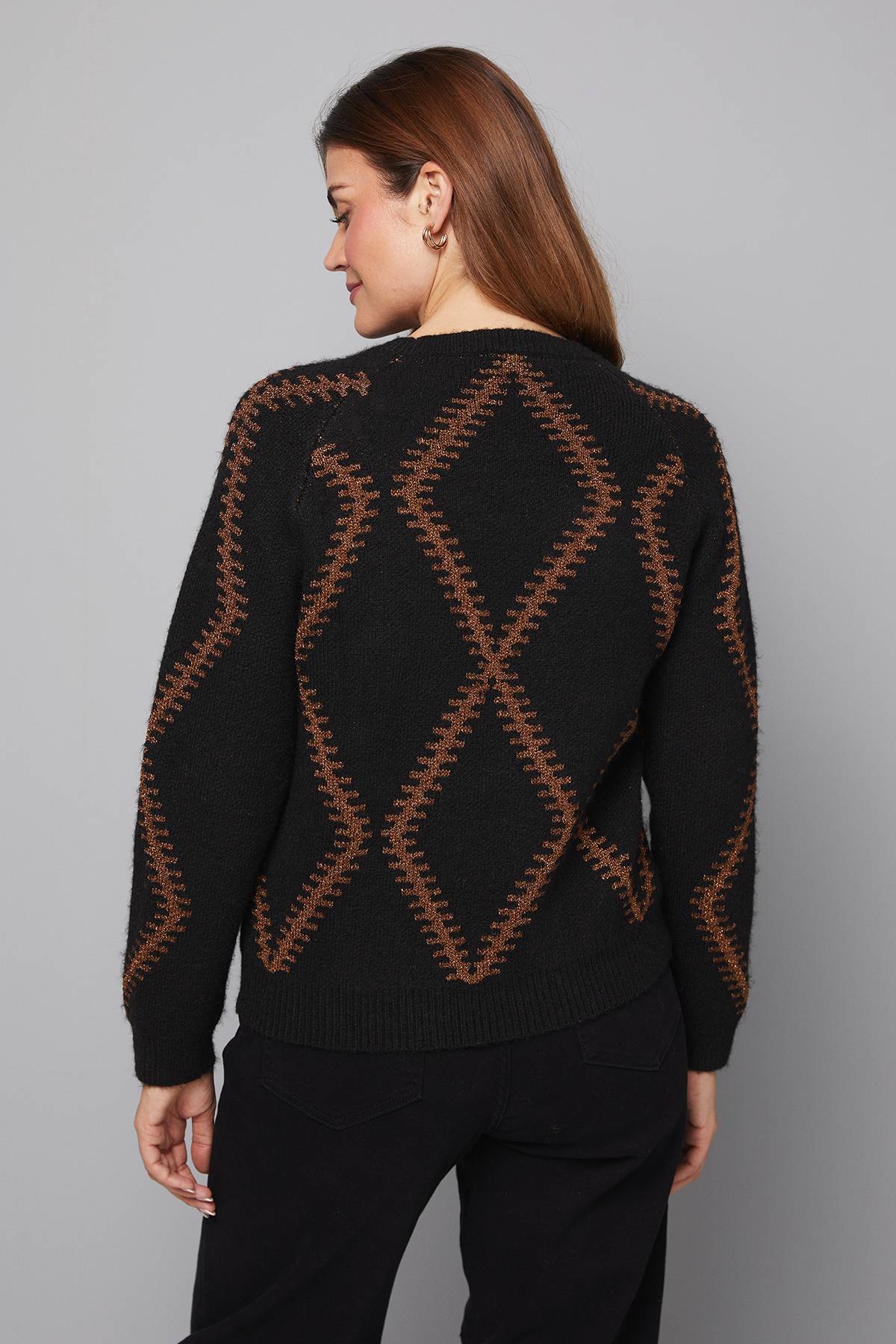 Wallis synthétiquell Col Rond à Motif Losange