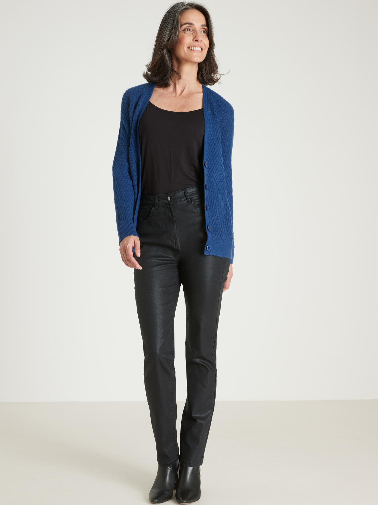 Pantalon coupe droite enduit