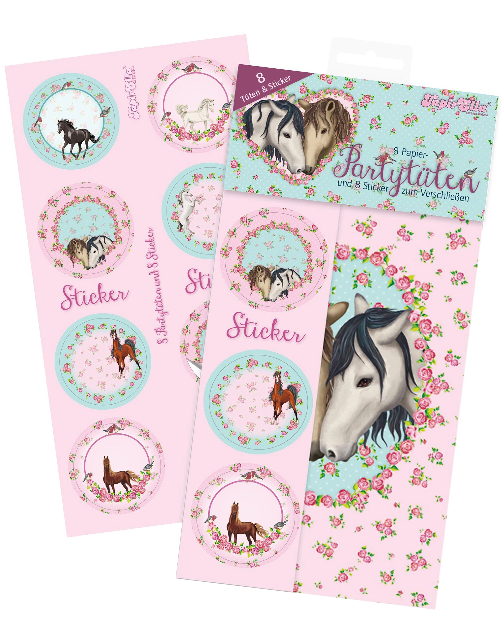 Geschenktüte TAPIRELLA PFERDE 8er Set mit Stickern