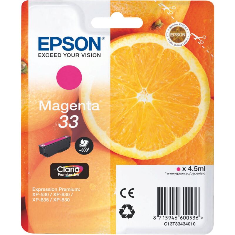 Epson 33 cartouches couleurs séparées pour imprimante jet d'encre