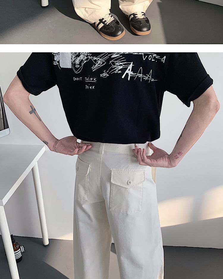 Omozando - Hoge taille effen rechte broek