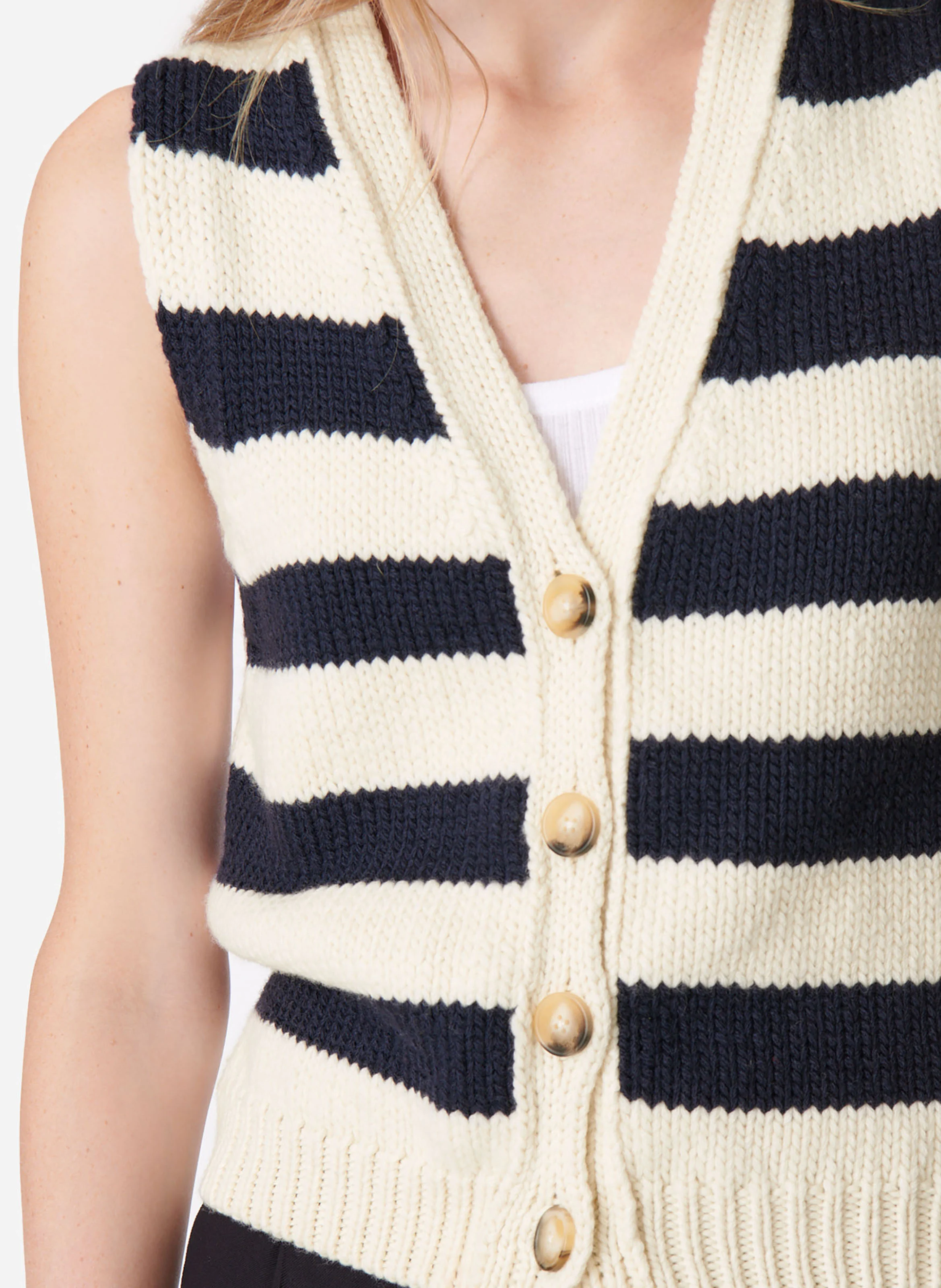 DOUNYA - Cardigan sans manches en laine| Multicolore