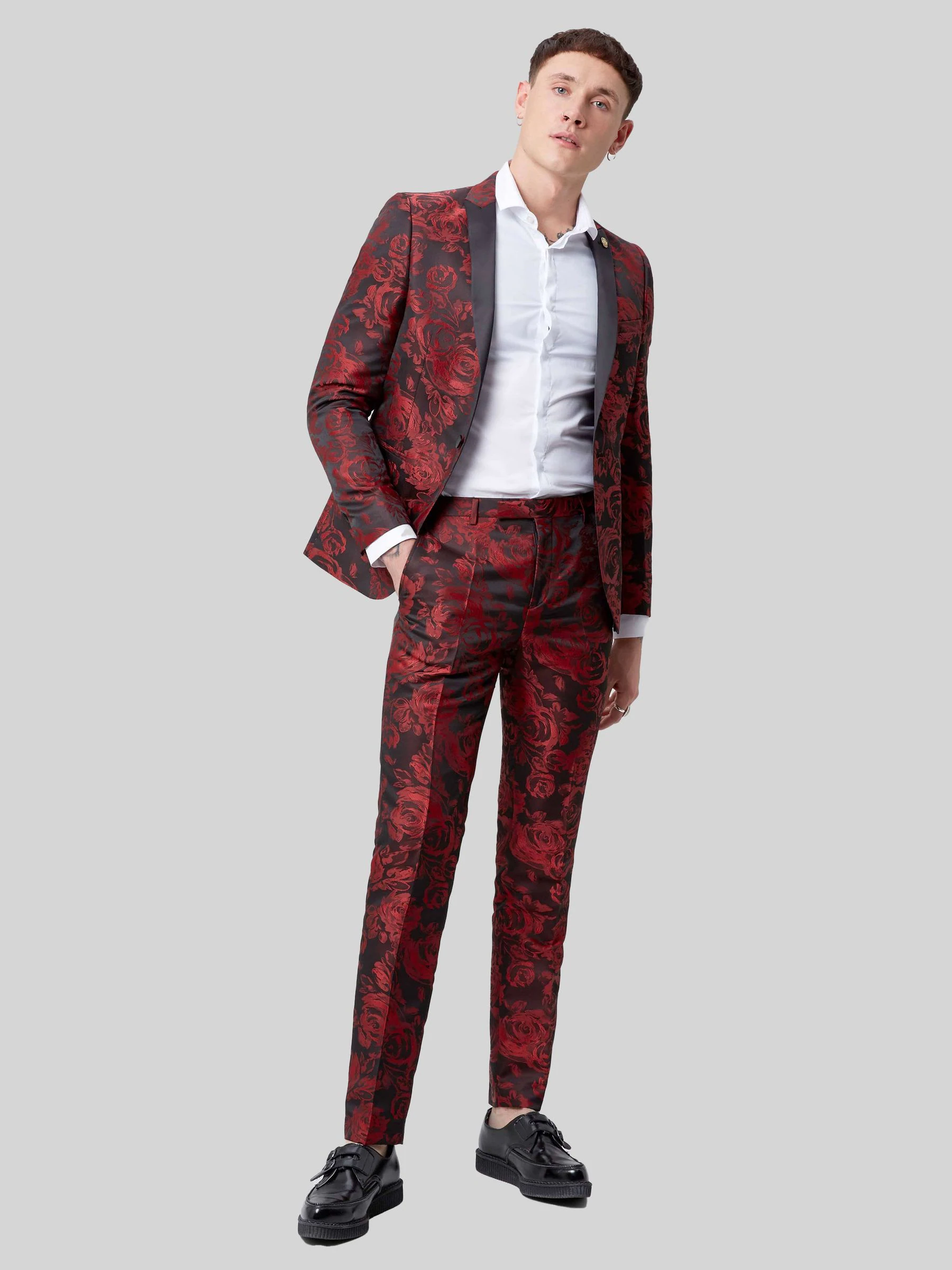 Twisted Tailor Ersat skinny-fit smokingjasje met jacquard bloemenprint