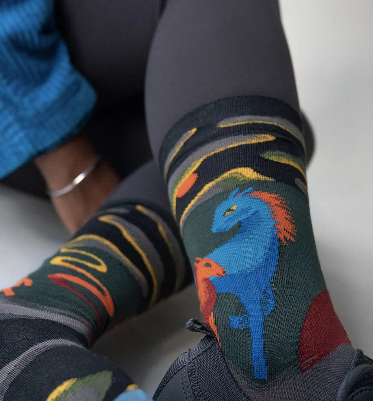 Chaussettes motif chevaux avec pointe contrastée Bonne Maison