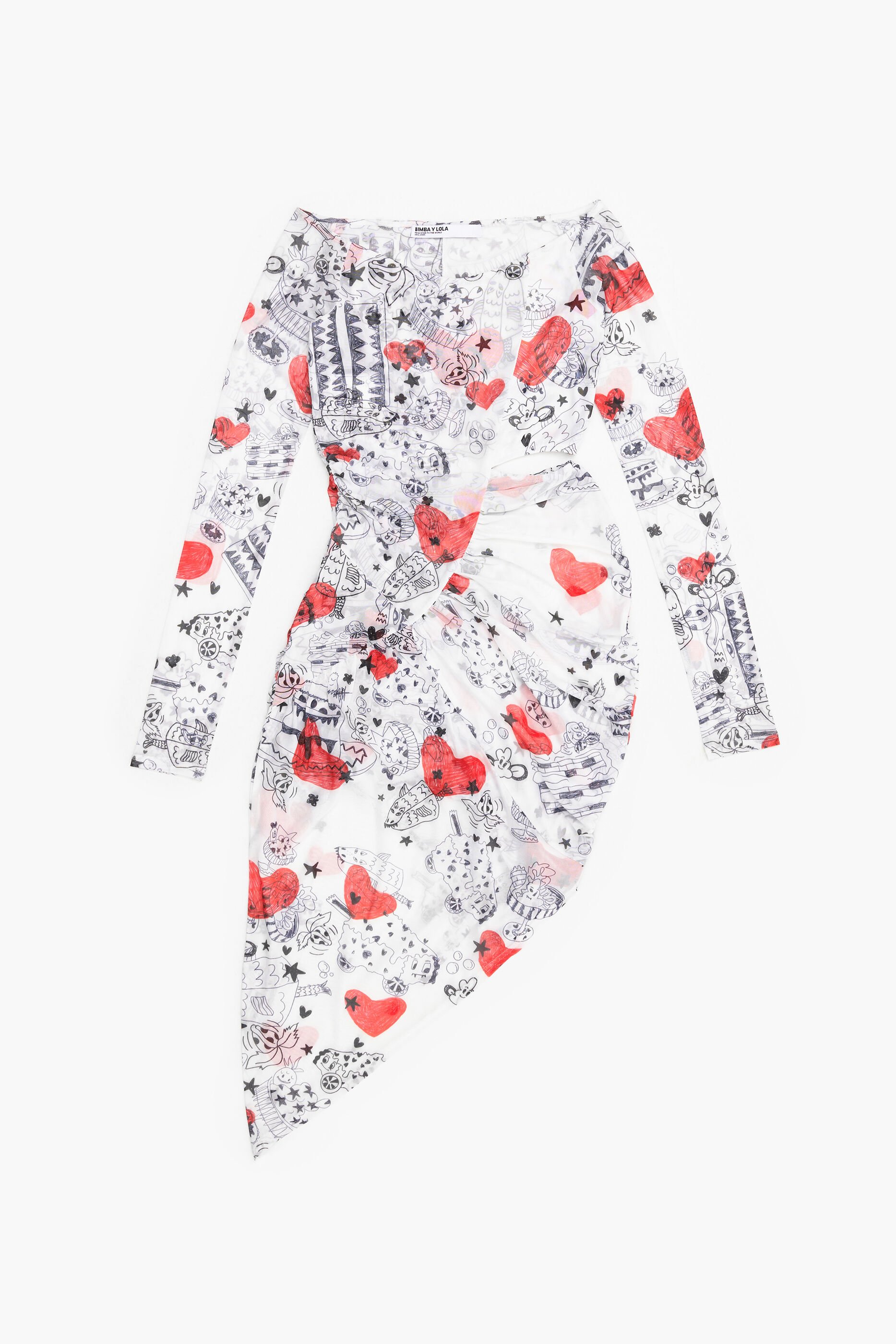 Vestido midi justo com estampa de coração da Nickname