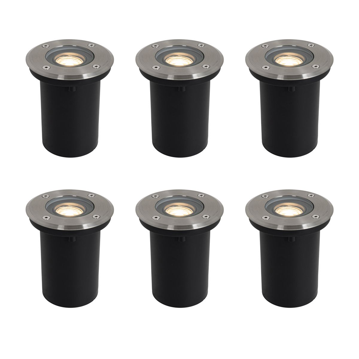 Set van 6 moderne buiten grondspots staal 35 mm verstelbaar IP65 - Delux