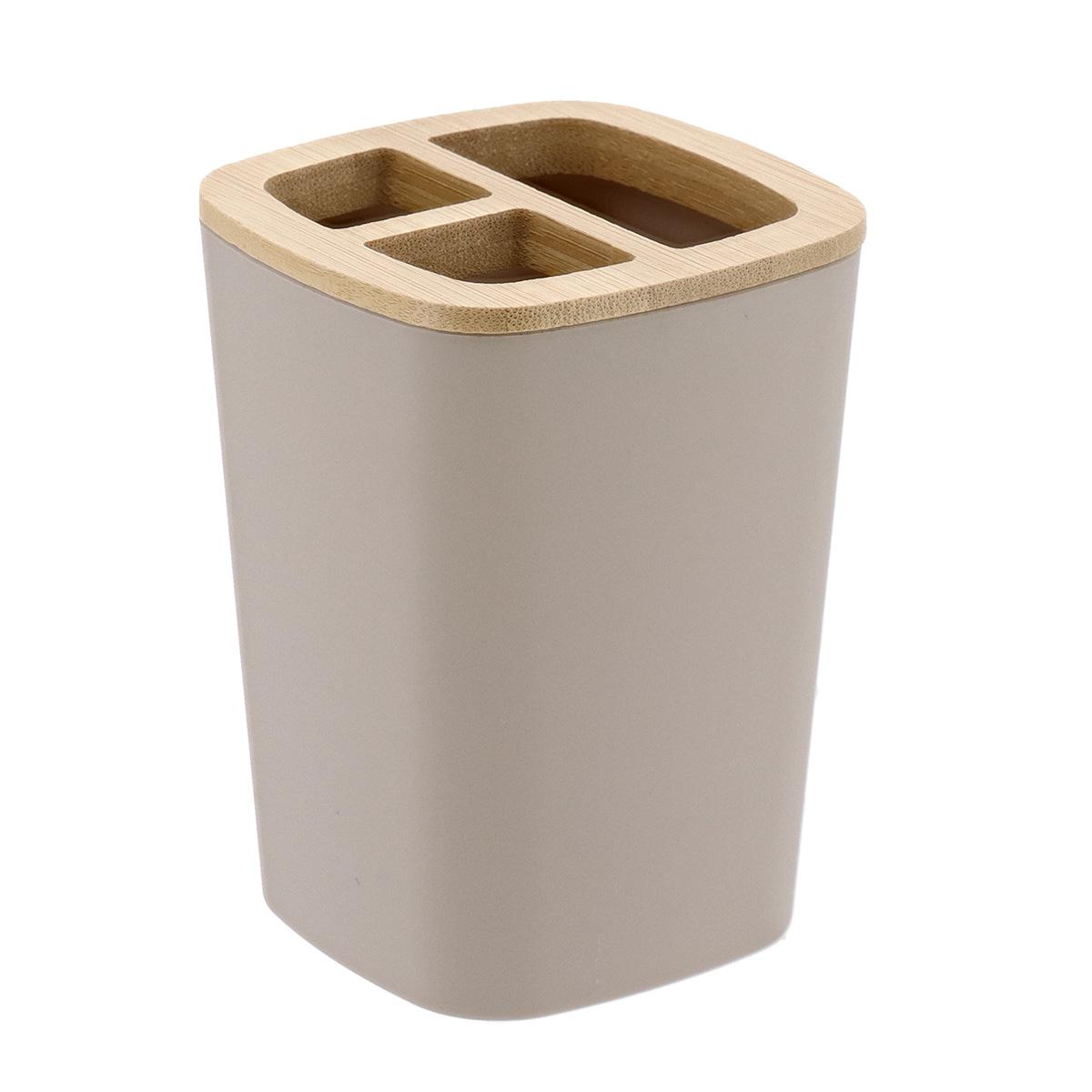 PORTE BROSSE A DENTS RUBBER BAMBOU BEIGE