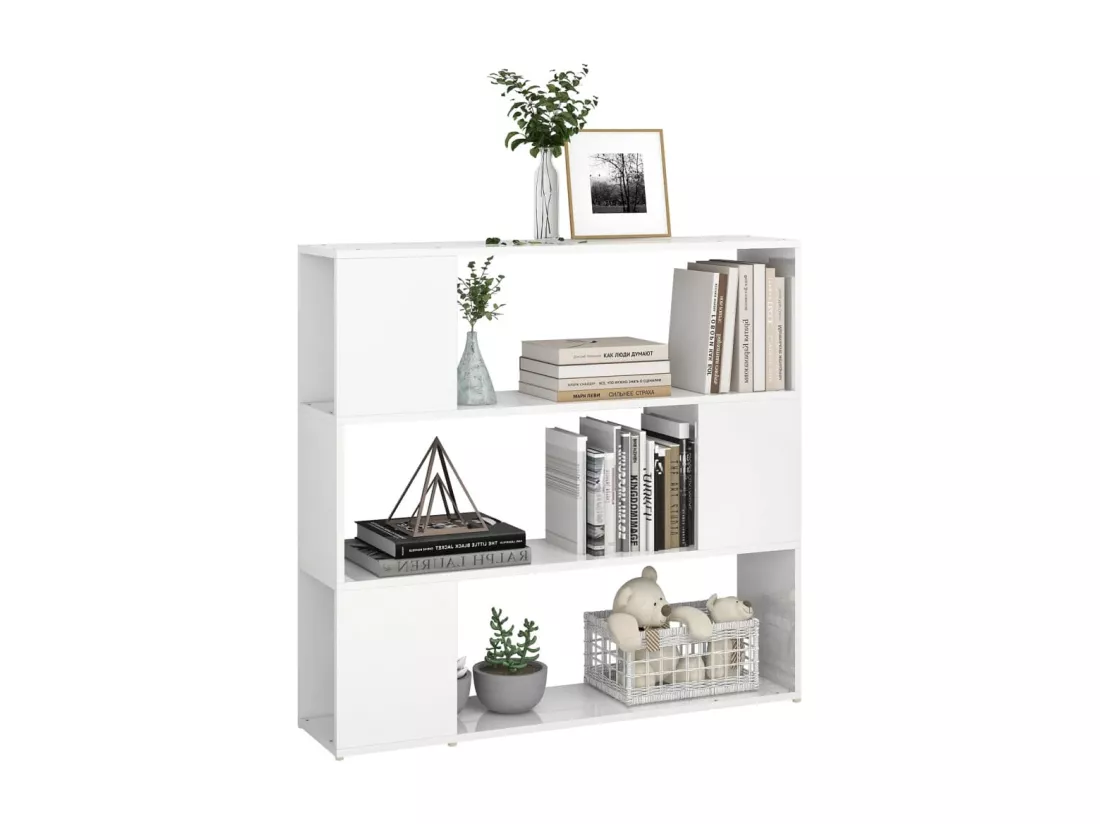 Bibliothèque/Séparateur de pièce Blanc brillant 100x24x94 cm
