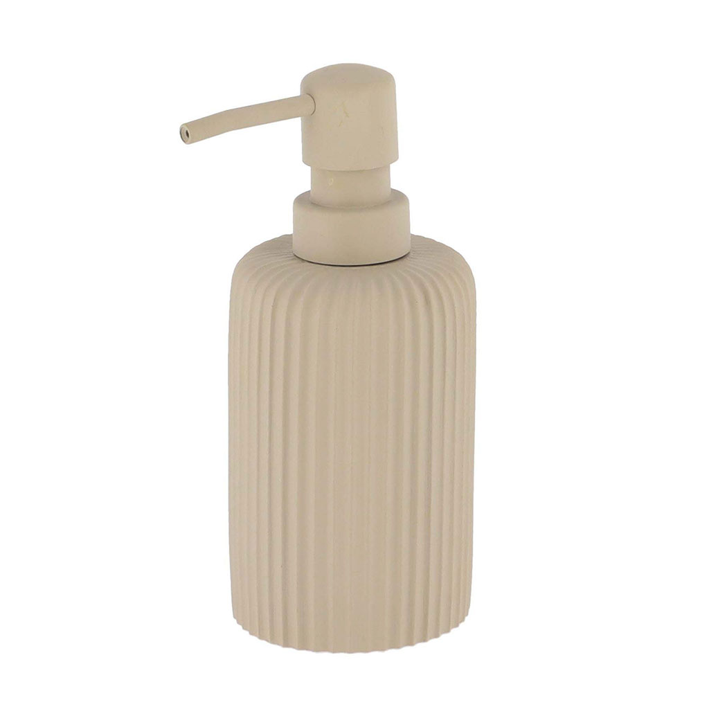 Distributeur de savon polyrésine taupe 10x17.5x10cm