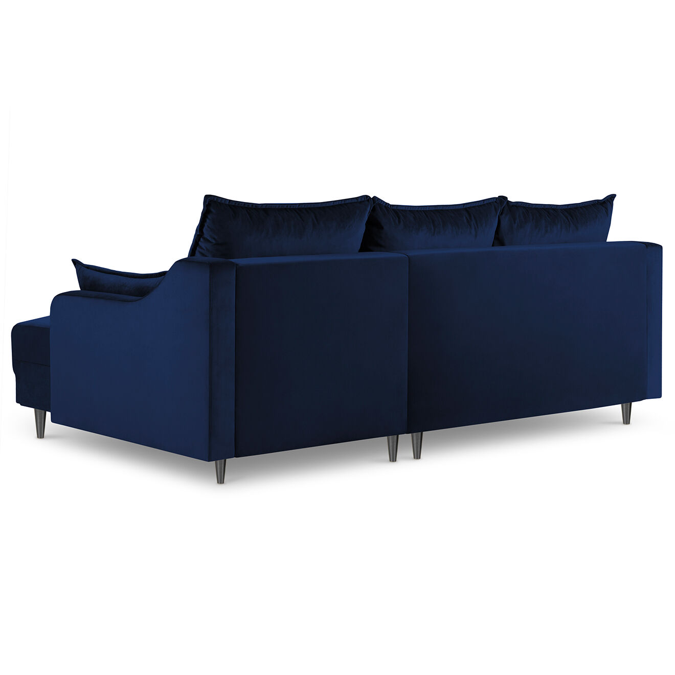 Mazzini Sofas Canapé d'angle Réversible Convertible avec Coffre en Velours Freesia bleu roi - 220x150x90 cm