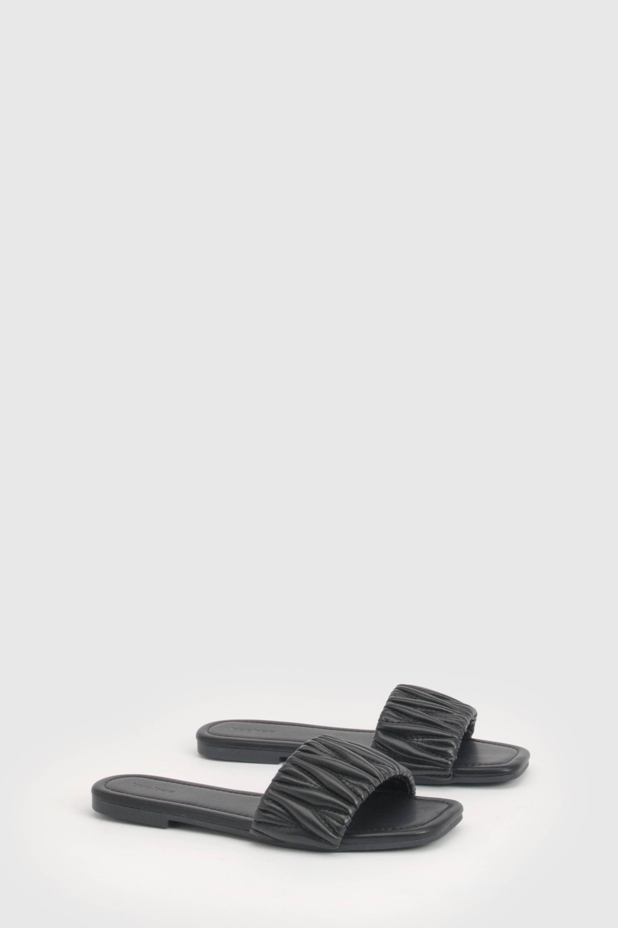 boohoo Mules À Bout Carré Matelassées Avec Détails Texturés