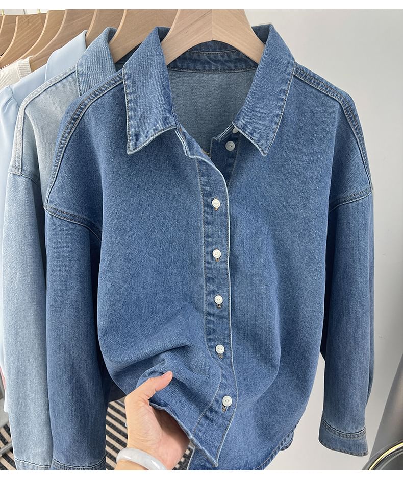 Magimomo - Denim overhemd met lange mouwen