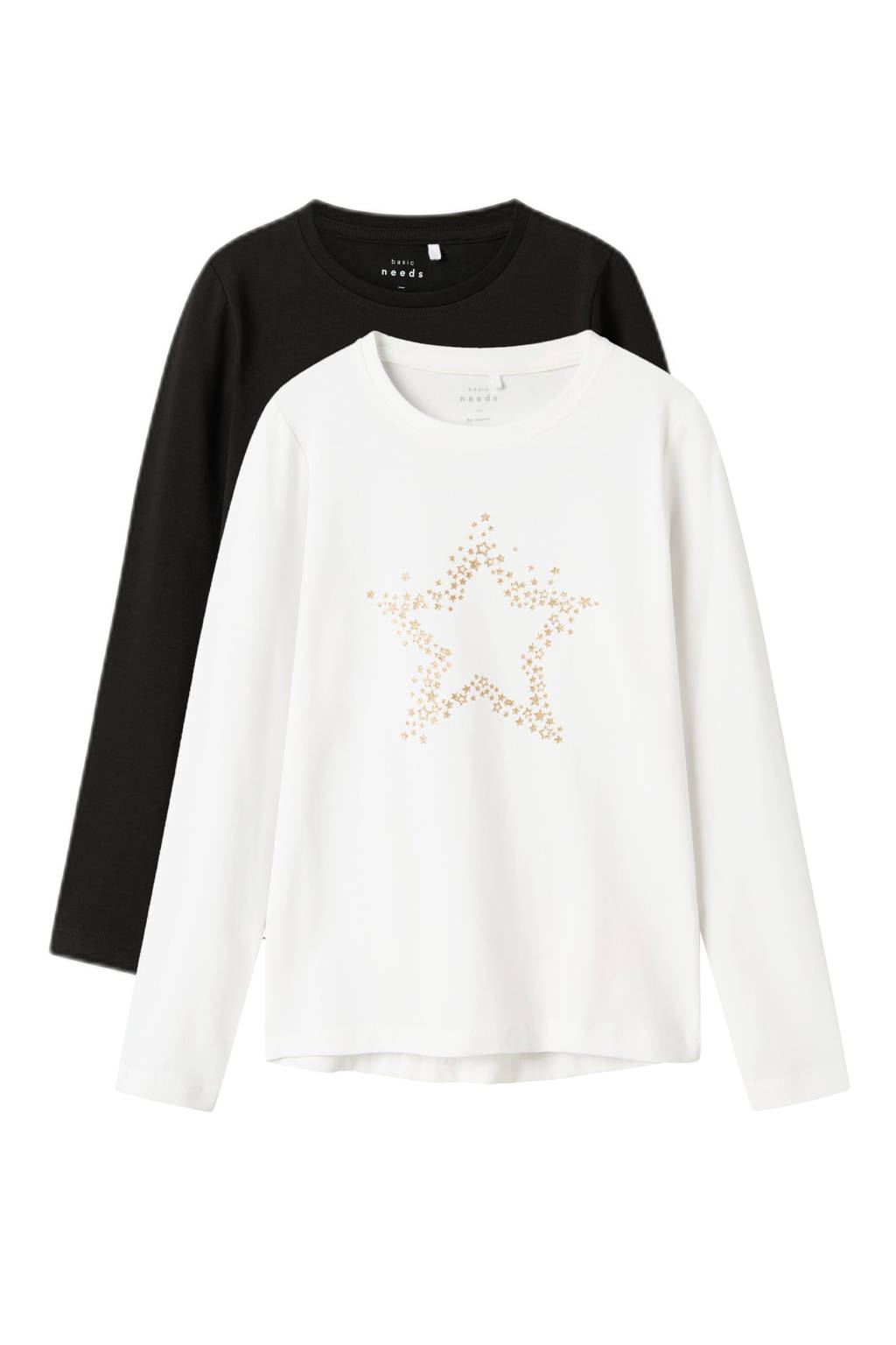 NAME IT longsleeve NKFVIPARTY - set van 2 zwart/wit