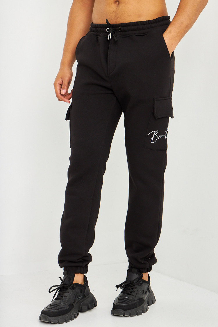Pantalon de jogging noir poches cargo inscription Brentiny