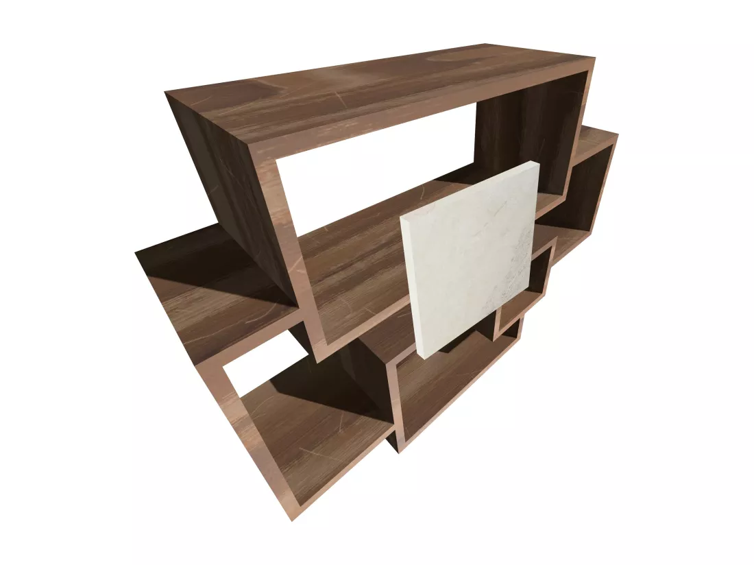 Sorrento - Etagère murale en bois mélaminé 132x30xH75 cm, couleur brun